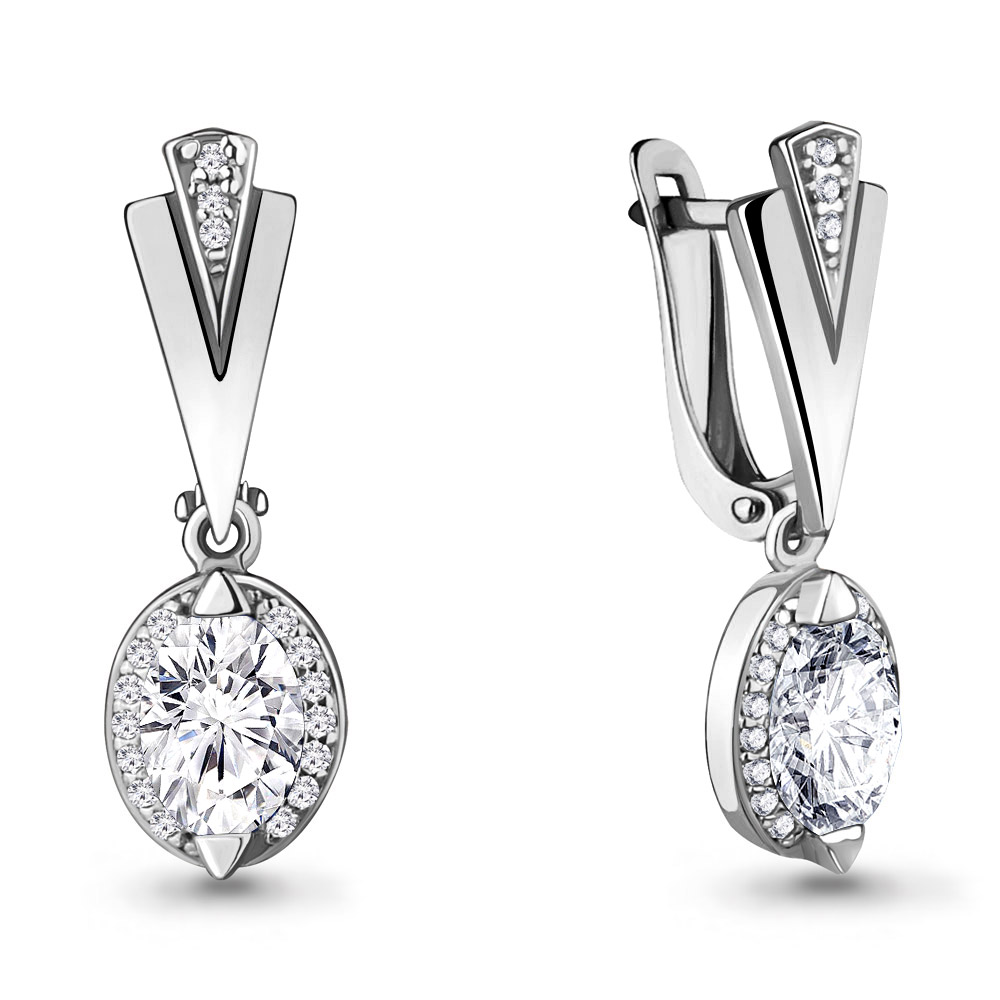 438791А Серьги из Серебра с фианитами