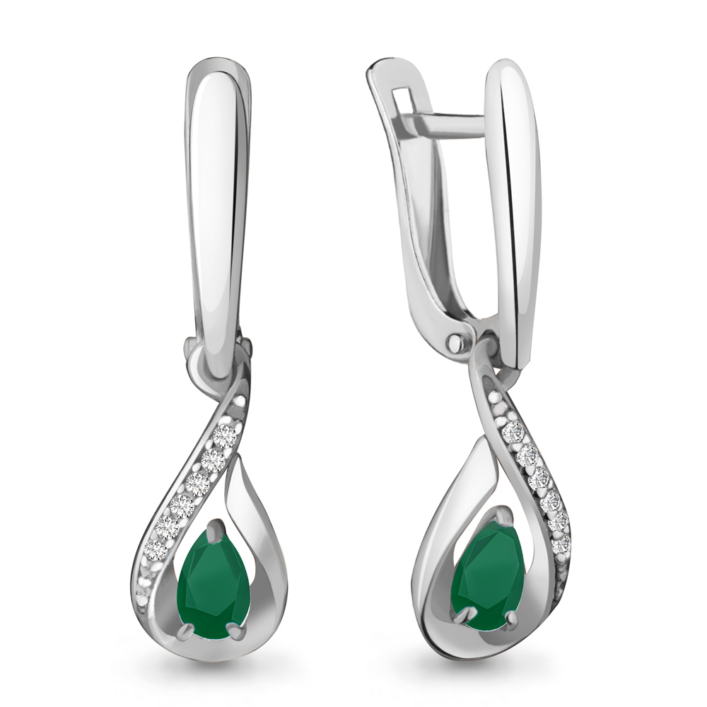 4388109А Серьги из Серебра с агатами, фианитами