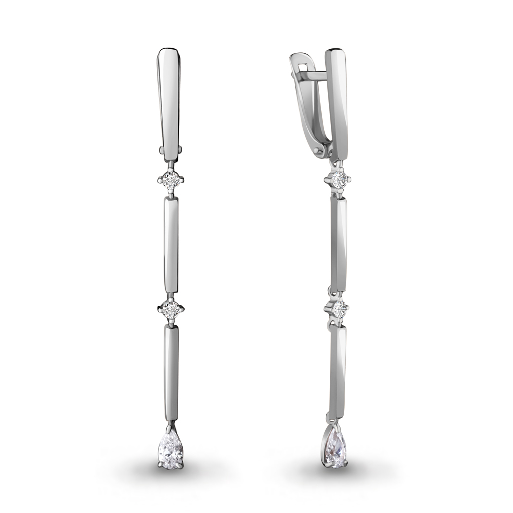 438841А Серьги из Серебра с фианитами