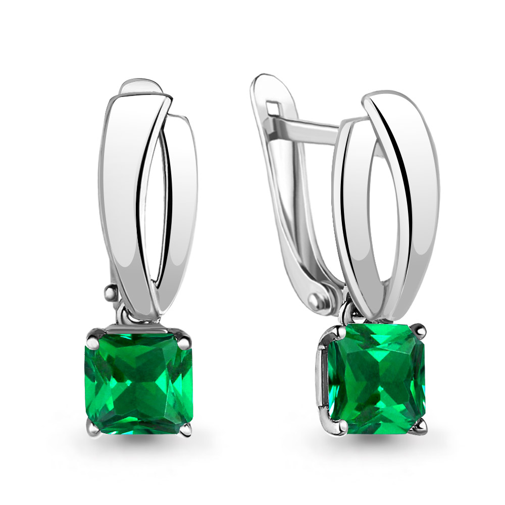 43946П Серьги из Серебра с наноизумрудами