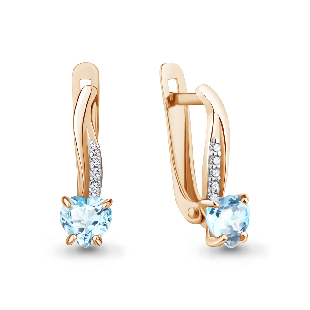 4400802А Серьги из Золота с топазами скай блю, фианитами