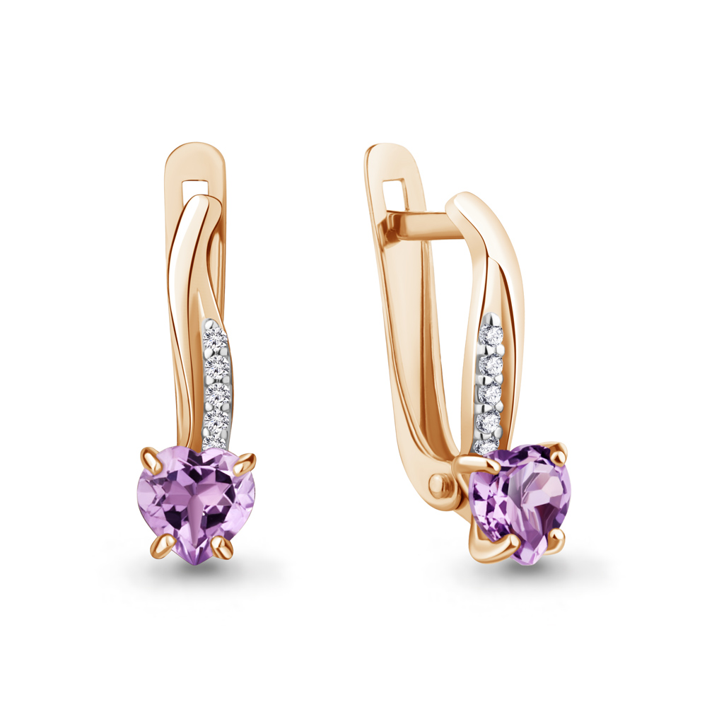 4400804А Серьги из Золота с аметистами, фианитами