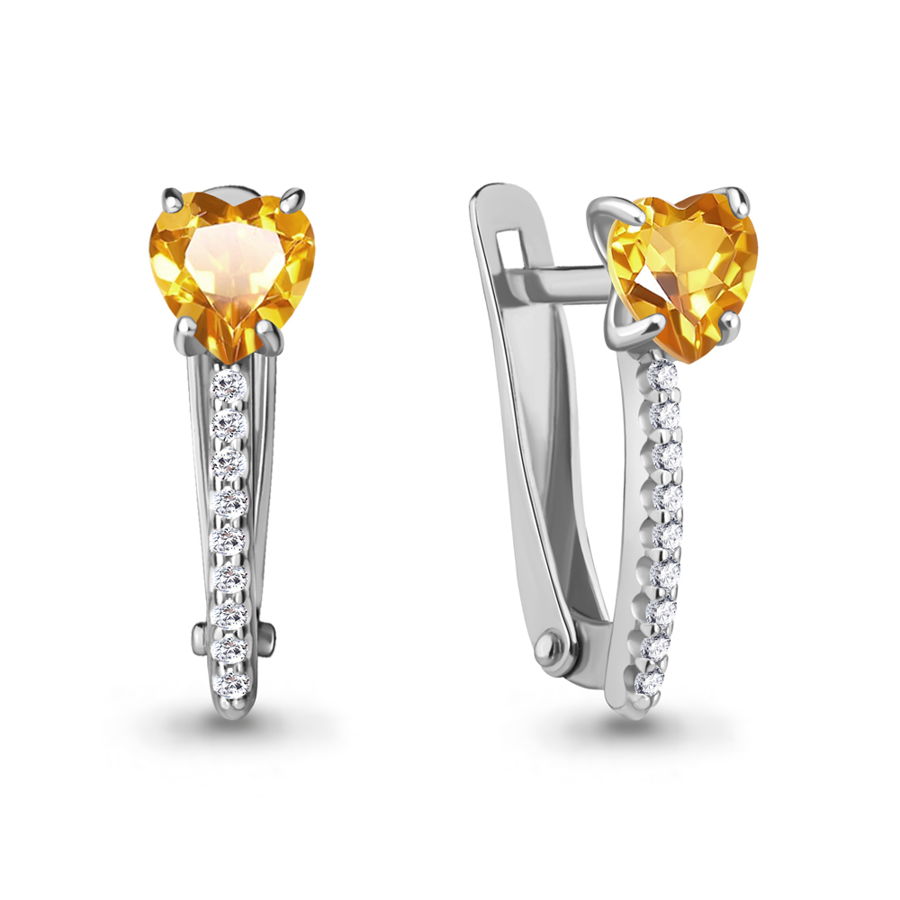 4401006А Серьги из Серебра с фианитами, цитринами