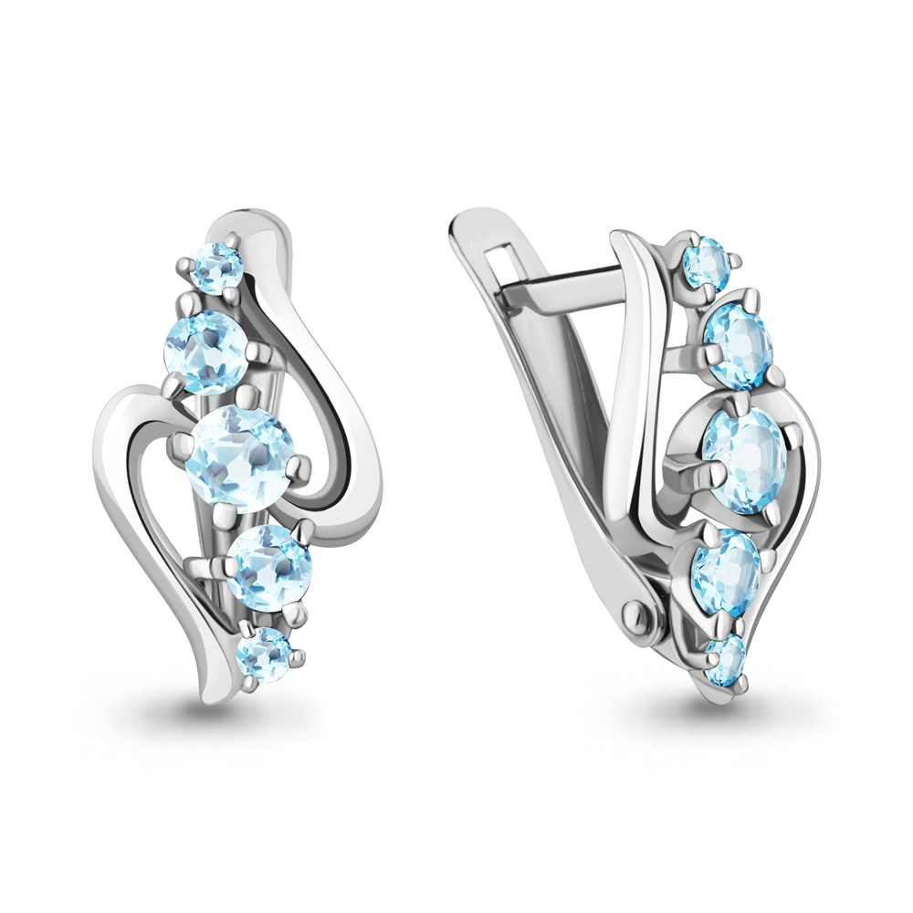 4401702 Серьги из Серебра с топазами скай блю