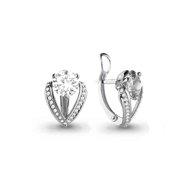 44019А Серьги из Серебра с фианитами