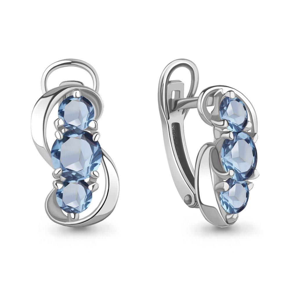4402405 Серьги из Серебра с топазами свисс блю