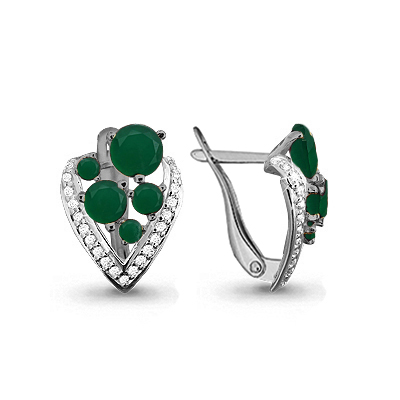 4402609А Серьги из Серебра с агатами, фианитами