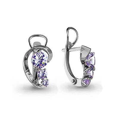 44027С Серьги из Серебра с фианитами