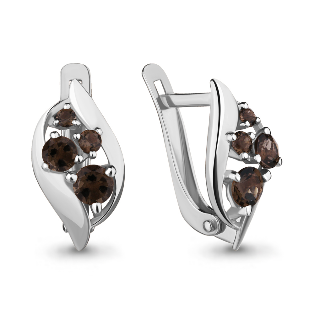 4402901 Серьги из Серебра с кварцами дымчатыми