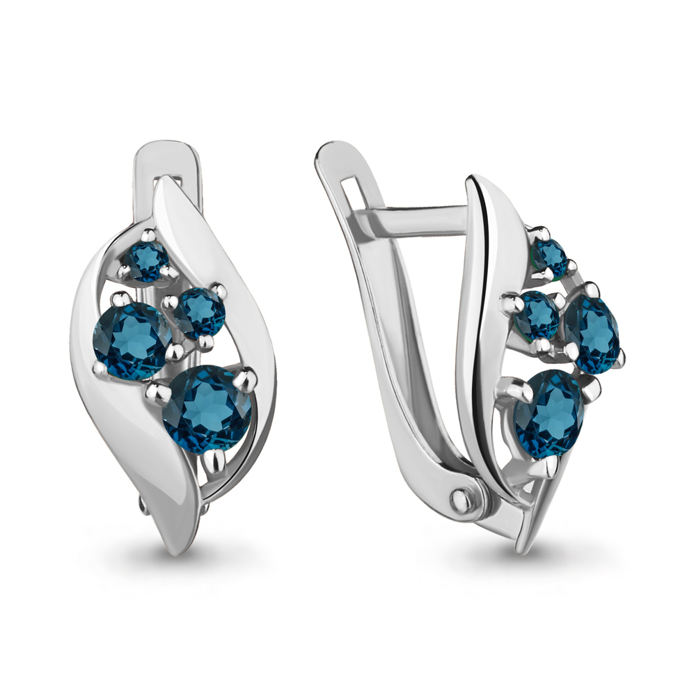 4402908 Серьги из Серебра с топазами лондон блю