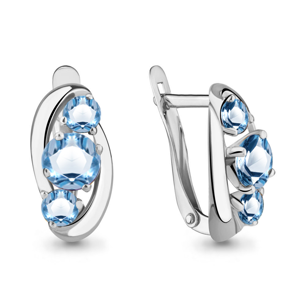 4403105 Серьги из Серебра с топазами свисс блю