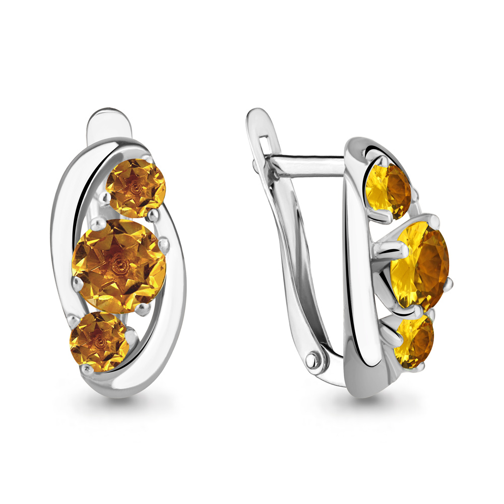 4403106 Серьги из Серебра с цитринами