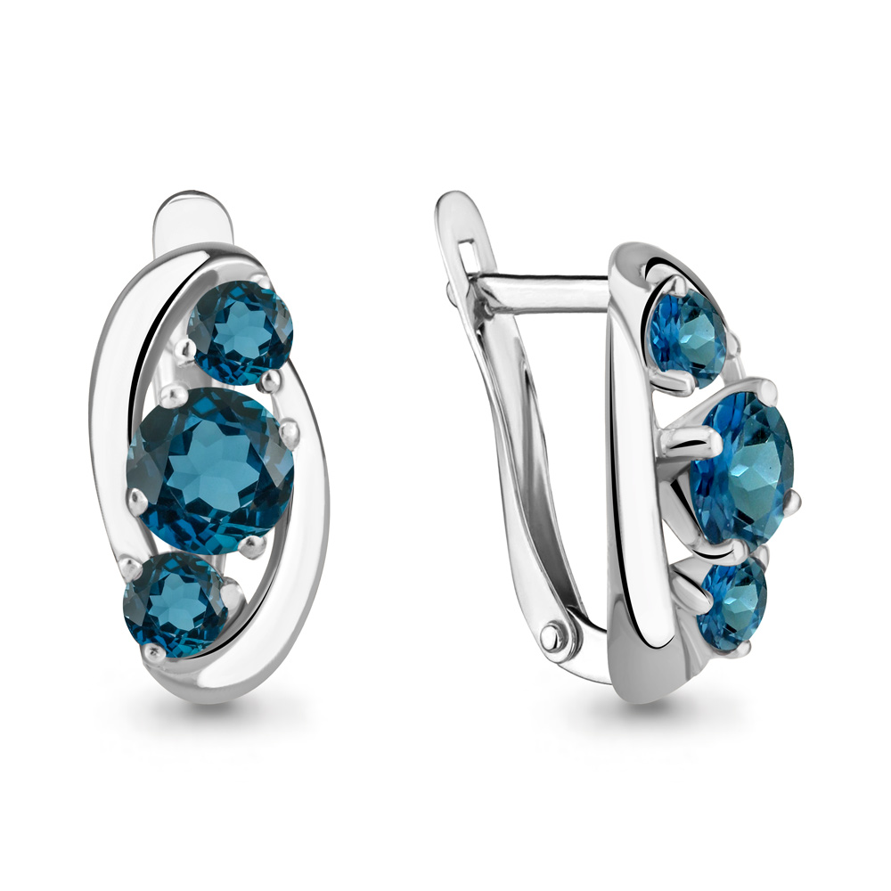4403108 Серьги из Серебра с топазами лондон блю