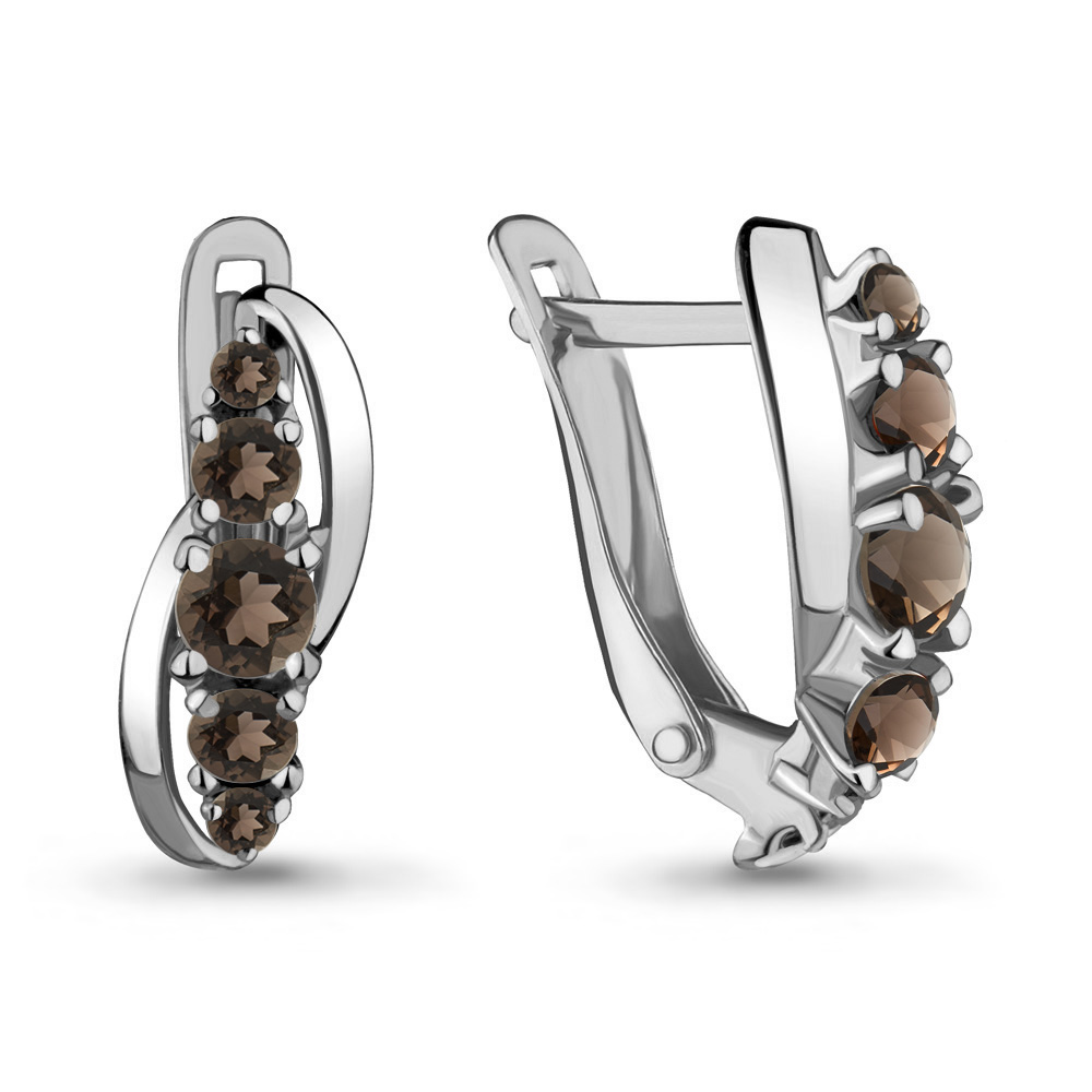 4403301 Серьги из Серебра с кварцами дымчатыми