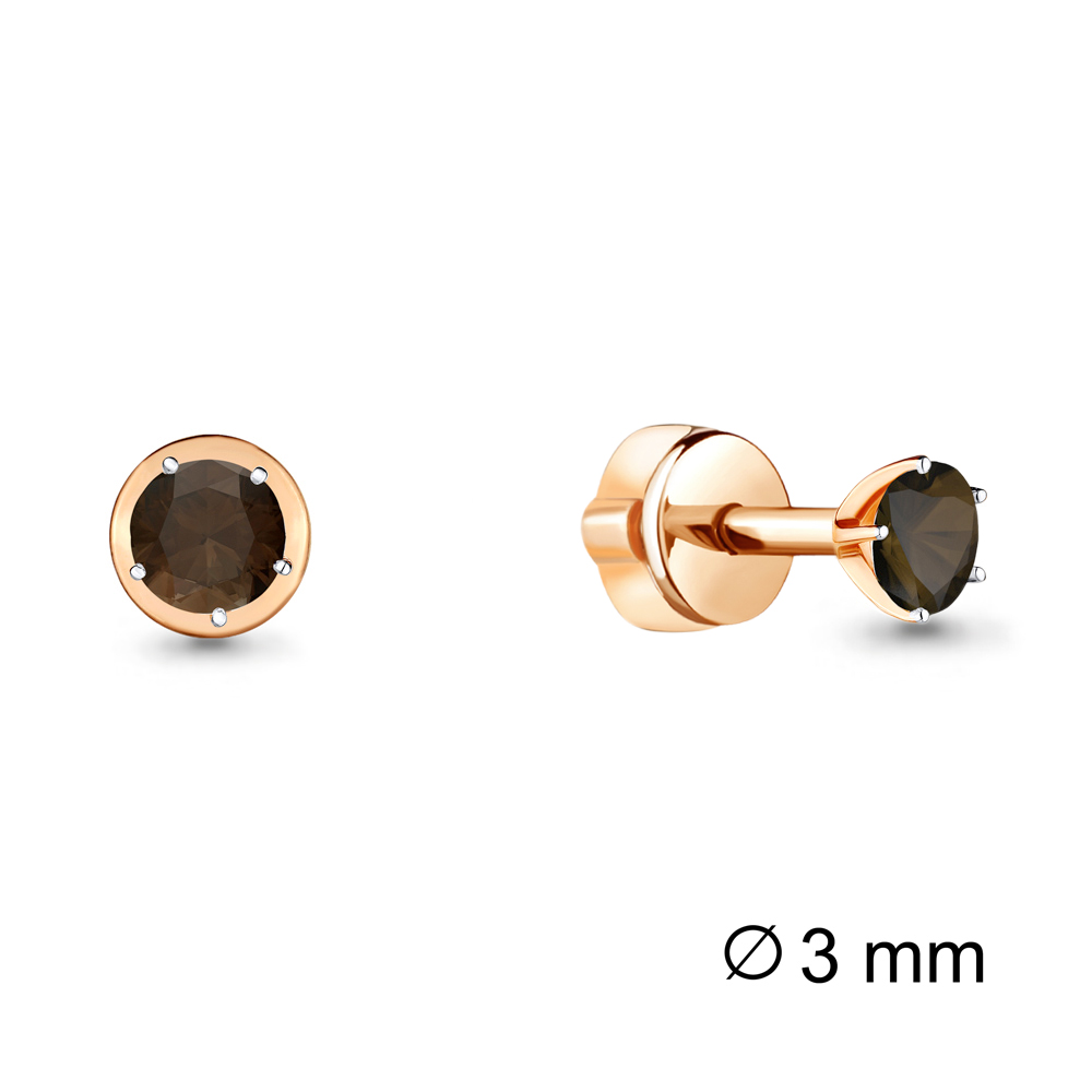 4403501 Серьги из Золота с кварцами дымчатыми