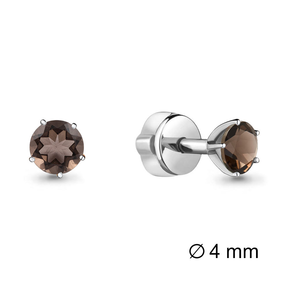 4403601 Серьги из Серебра с кварцами дымчатыми