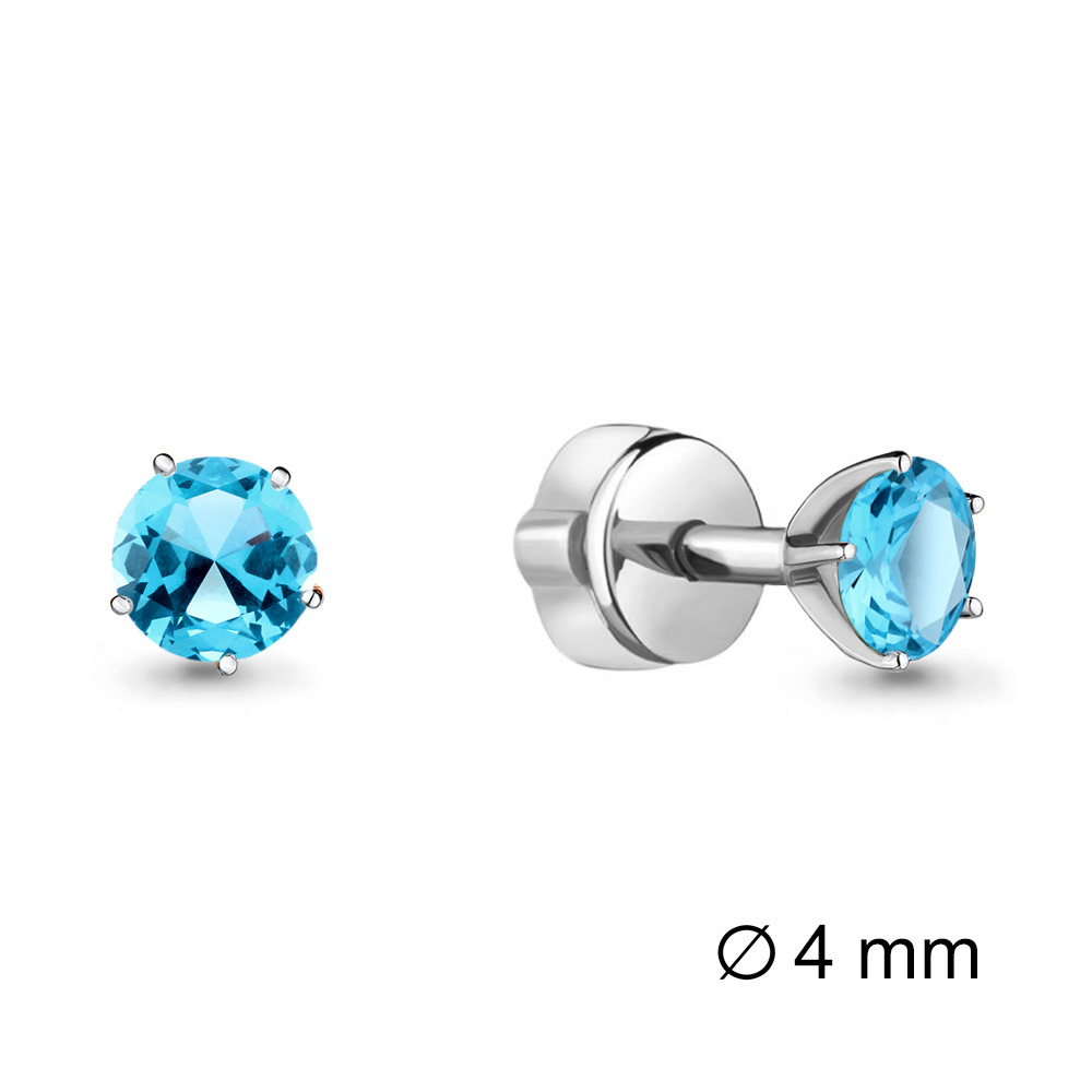 4403602 Серьги из Серебра с топазами скай блю