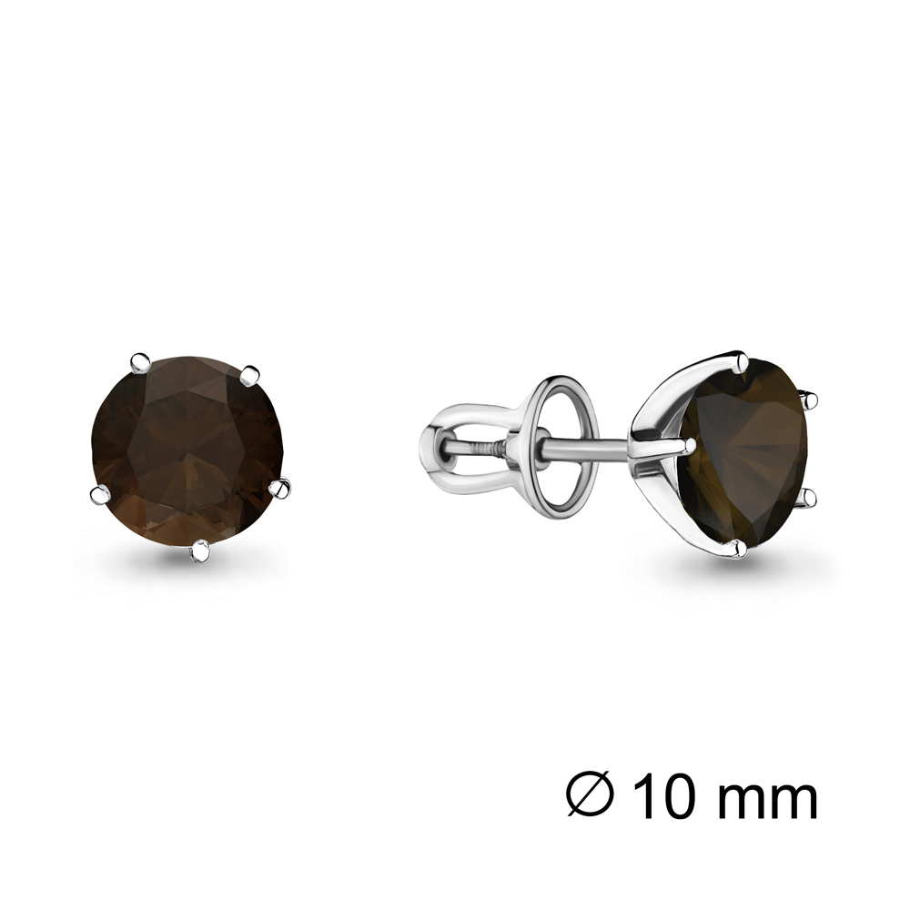 4404201 Серьги из Серебра с кварцами дымчатыми