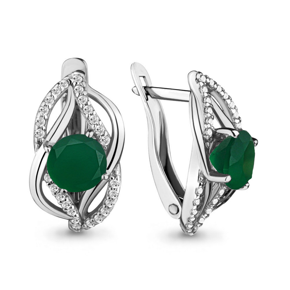 4405209А Серьги из Серебра с агатами, фианитами