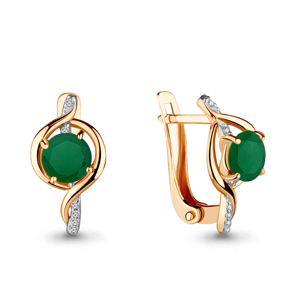 4405309А Серьги из Золота с агатами, фианитами