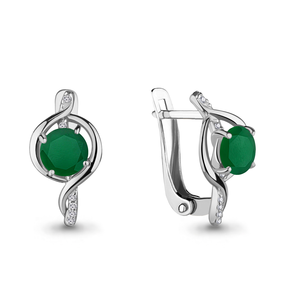 4405309А Серьги из Серебра с агатами, фианитами