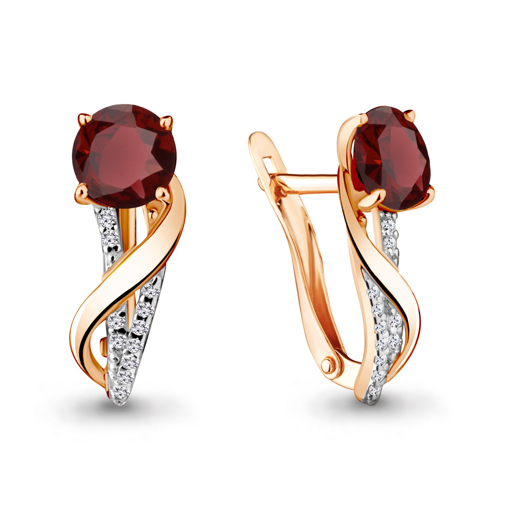 4405403А Серьги из Золота с гранатами, фианитами