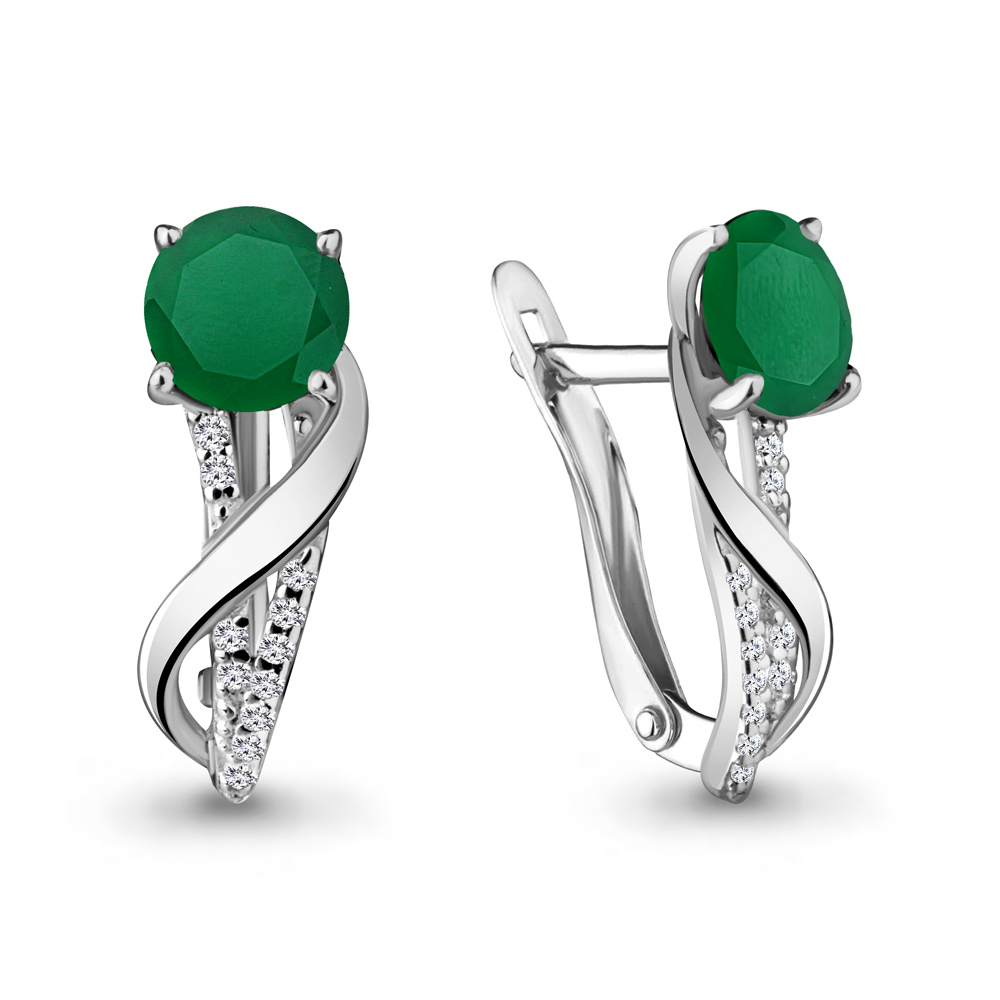 4405409А Серьги из Серебра с агатами, фианитами