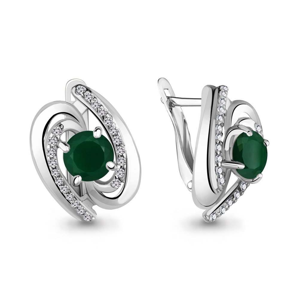 4405709А Серьги из Серебра с агатами, фианитами