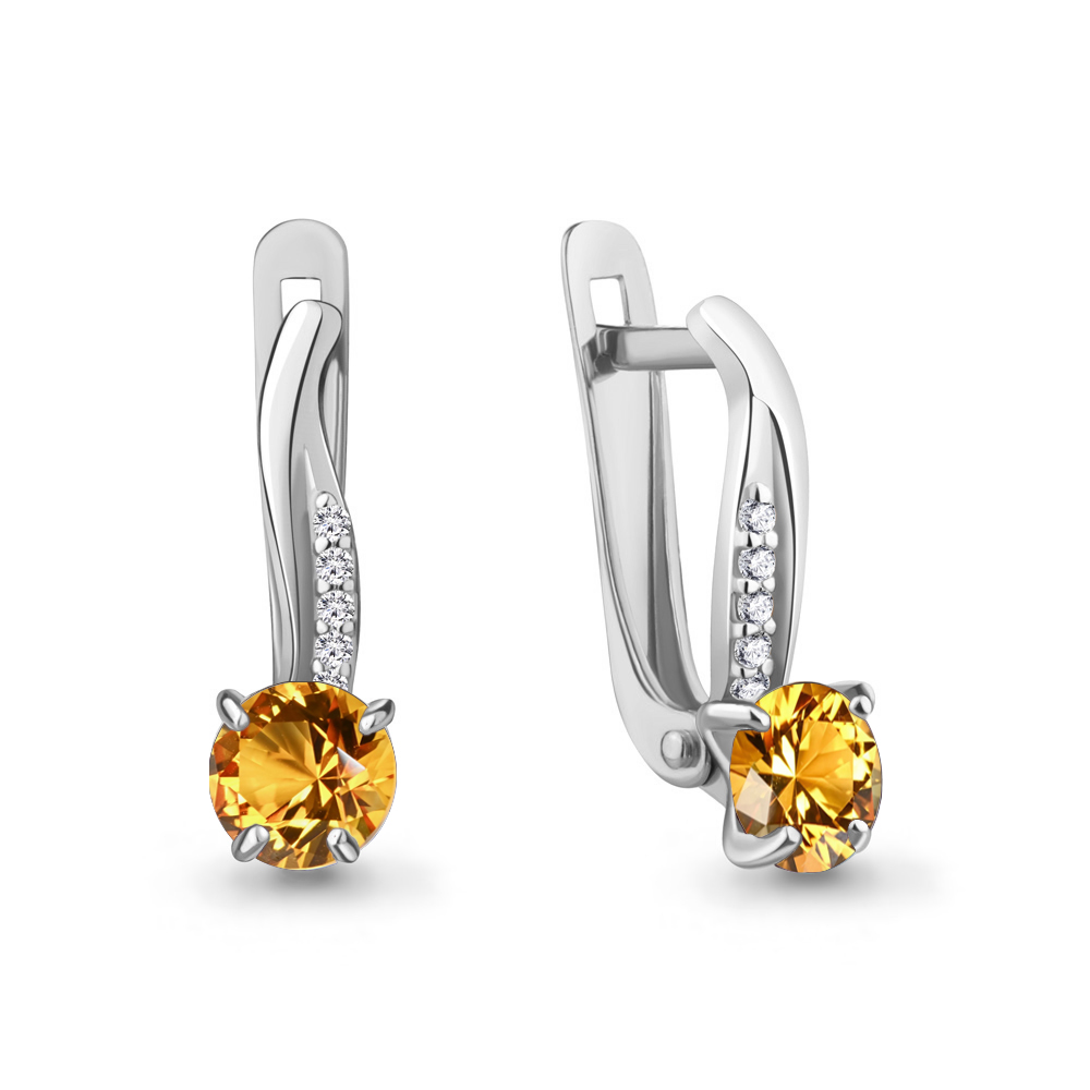 4406006А Серьги из Серебра с фианитами, цитринами