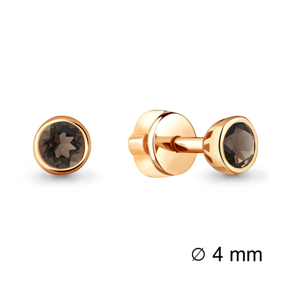 4407101 Серьги из Золота с кварцами дымчатыми