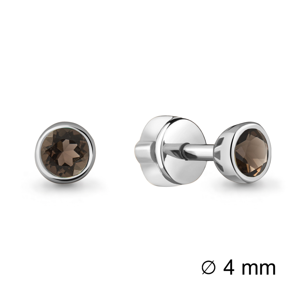 4407101 Серьги из Серебра с кварцами дымчатыми