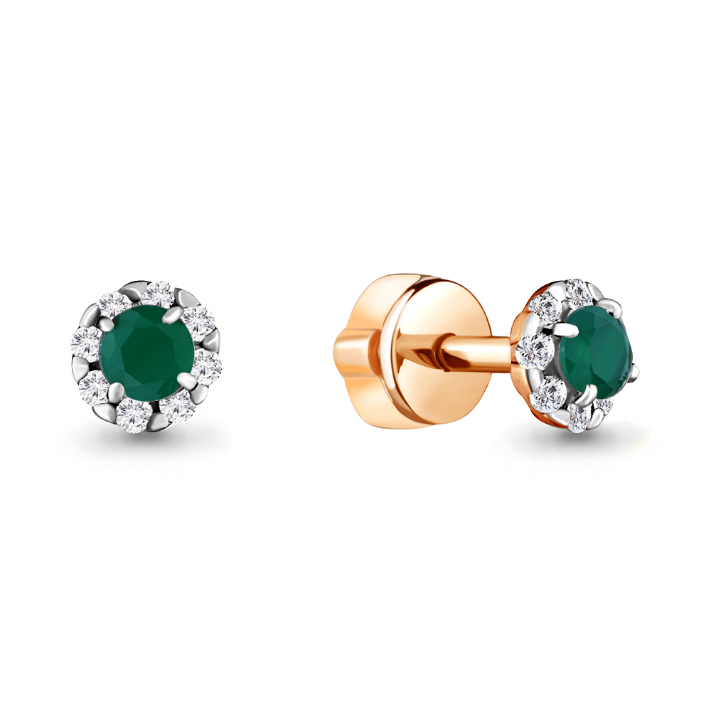 4407509А Серьги из Золота с агатами, фианитами