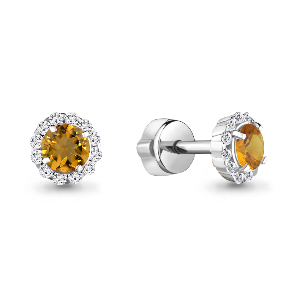 4408606А Серьги из Серебра с фианитами, цитринами
