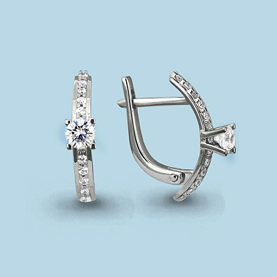 44110А Серьги из Серебра с фианитами