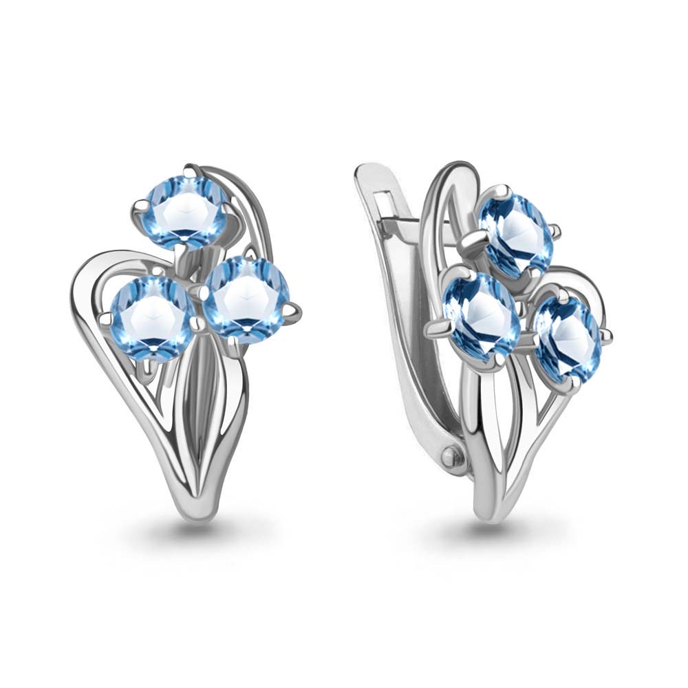 4411305 Серьги из Серебра с топазами свисс блю