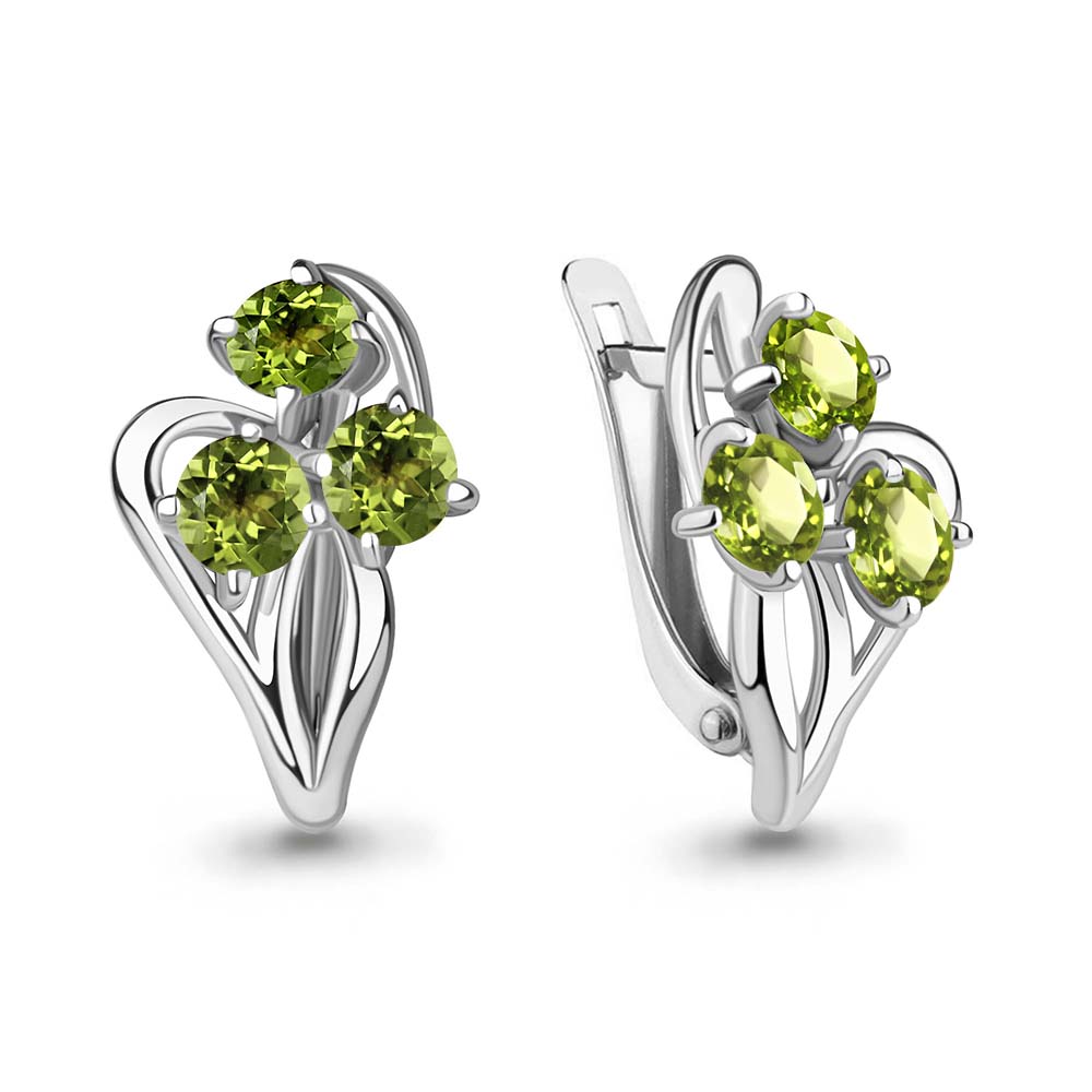 4411307 Серьги из Серебра с хризолитами