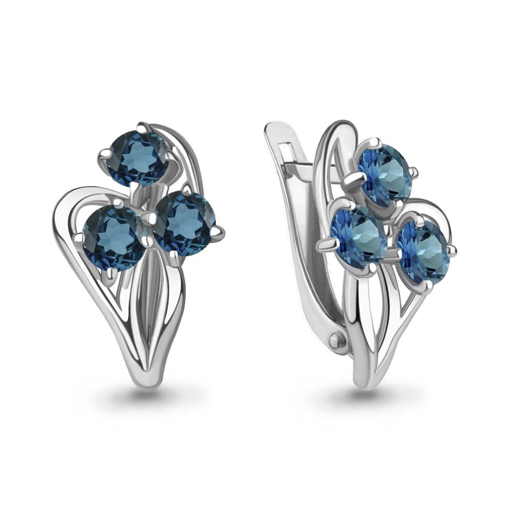 4411308 Серьги из Серебра с топазами лондон блю