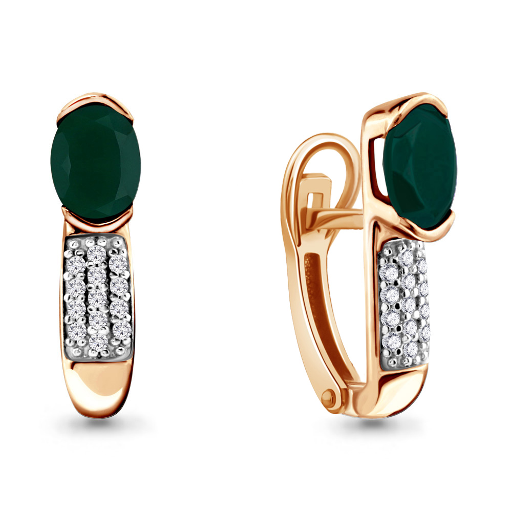 4412909А Серьги из Золота с агатами, фианитами