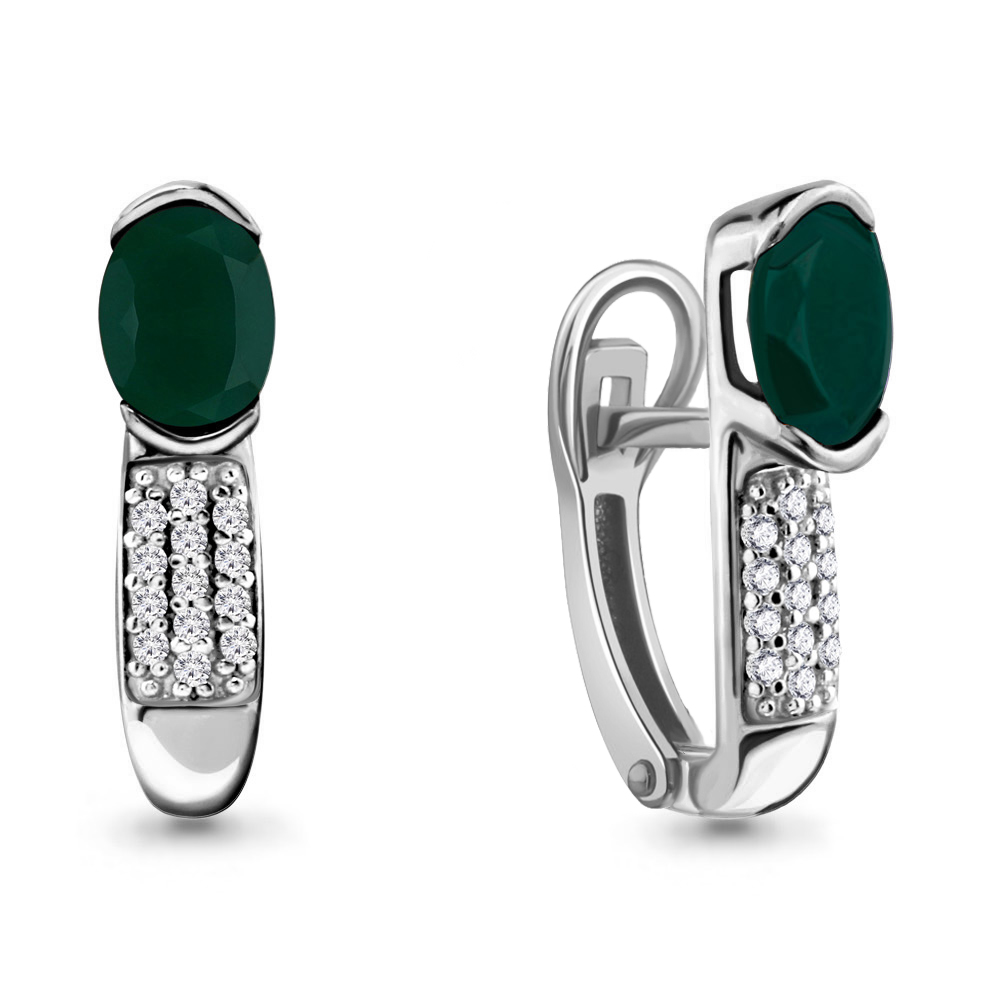 4412909А Серьги из Серебра с агатами, фианитами