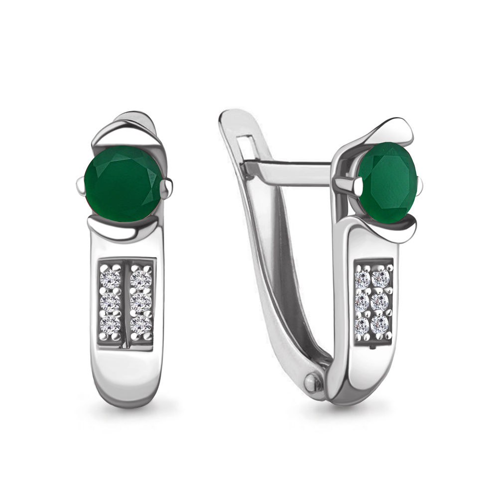 4413109А Серьги из Серебра с агатами, фианитами