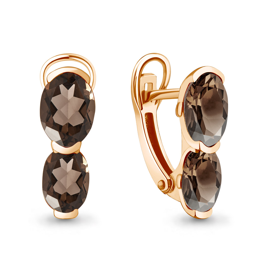 4414201 Серьги из Золота с кварцами дымчатыми