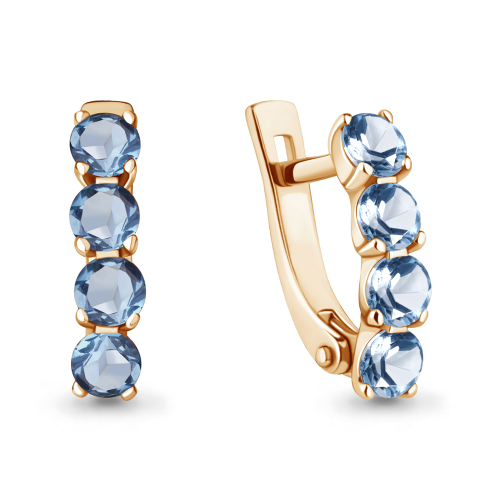 4416005 Серьги из Золота с топазами свисс блю