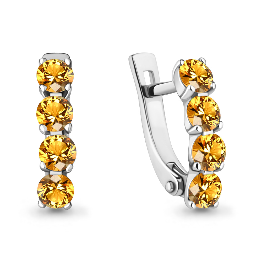 4416006 Серьги из Серебра с цитринами