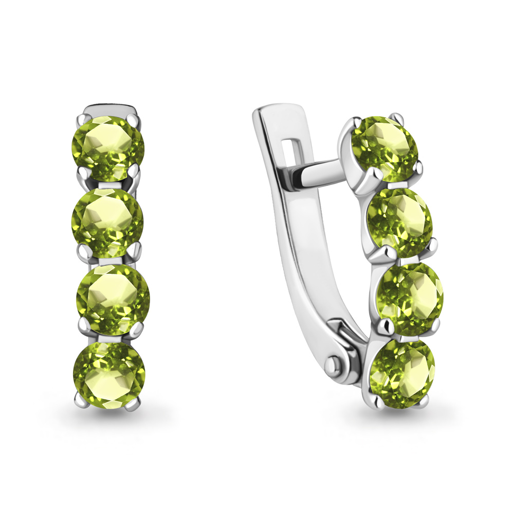 4416007 Серьги из Серебра с хризолитами