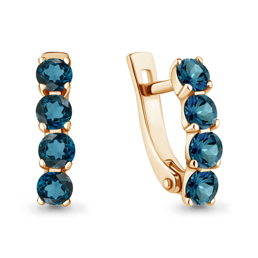 4416008 Серьги из Золота с топазами лондон блю