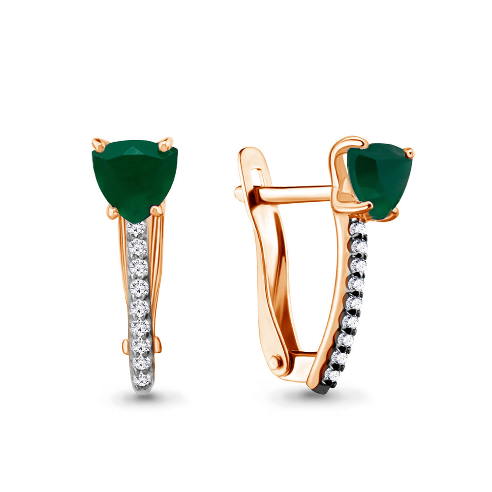 4418909А Серьги из Золота с агатами, фианитами