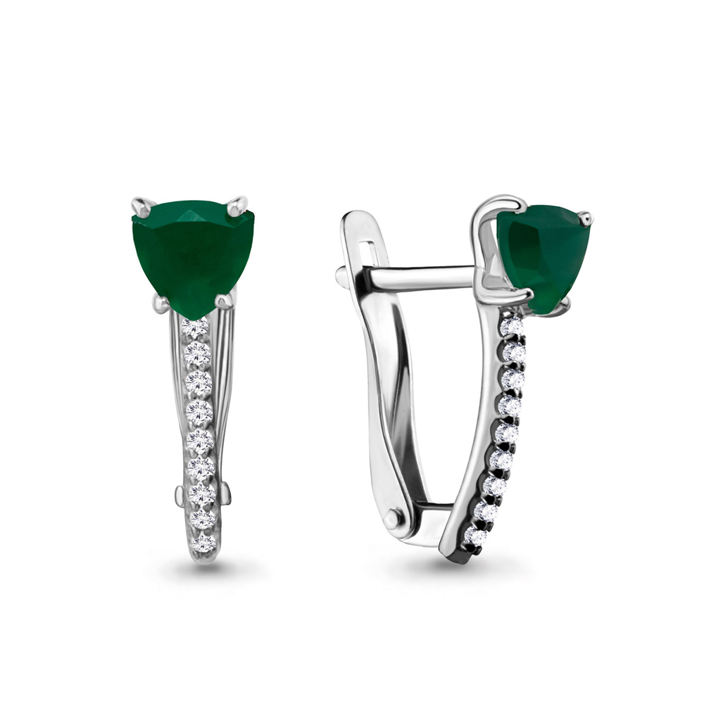 4418909А Серьги из Серебра с агатами, фианитами