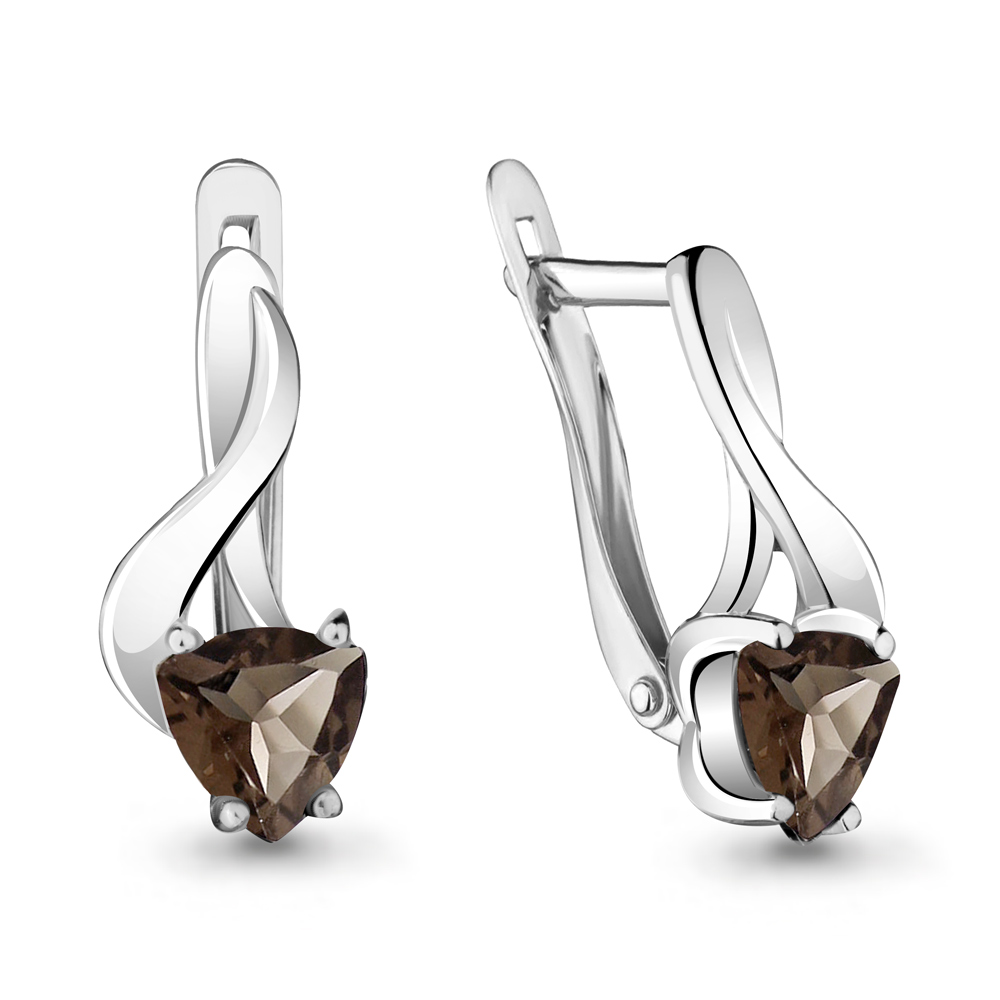 4419401 Серьги из Серебра с кварцами дымчатыми