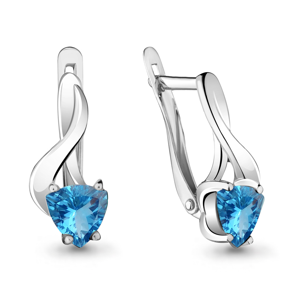 4419405 Серьги из Серебра с топазами свисс блю