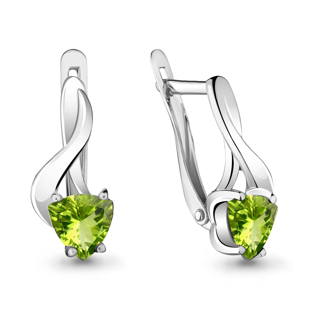 4419407 Серьги из Серебра с хризолитами